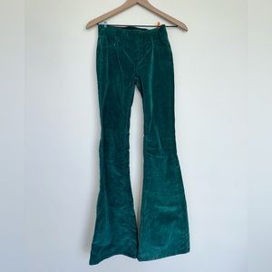 Free People (We the Free) Teal Stretchy Velvet Flare Pants